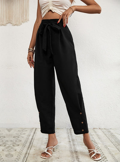 Tie-up High Waist Temperament Pants