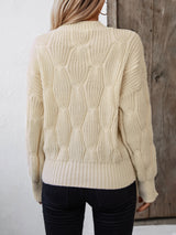 Solid Color Twisted Round Neck Long Sleeve Sweater