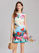 Women Short Printed Jacquard Dress