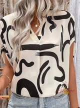 Geometric Printed Bat Sleeve Shirt