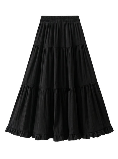 High Waist Pleated Wooden Ears Skirt