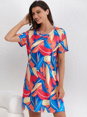 Short-sleeved Print Loose Pajamas