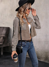 Houndstooth Autumn and Winter Short Jacket