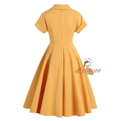 Hepburn V-neck Short Sleeve Retro Dress