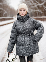 Leopard Print Cotton-padded Jacket Coat