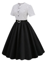 Retro Polka-dot Short-sleeved Round Neck Dress