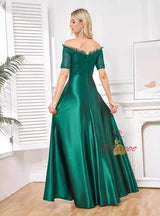 Green Short Sleeve Sequins Prom Dress