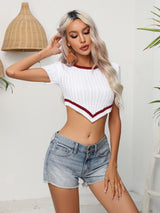 Twist Short Sleeve Short Sweater Top