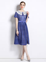 Hollow Lace Short Sleeve Dress