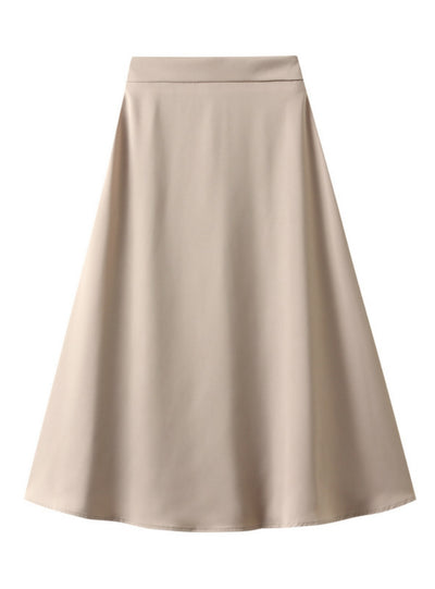 Acetic Acid Silk Satin High Waist Skirt