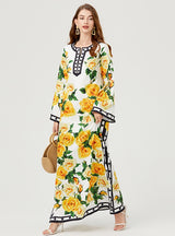 Retro Printed Long Sleeve Dress