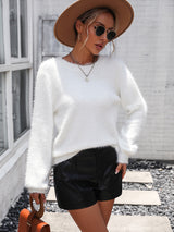 Lace Round Neck Long Sleeve Sweater