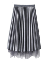Irregular Gauze Velvet Pleated Skirt