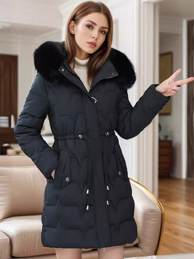 Medium and Long Slim Loose Cotton-padded Down Coat