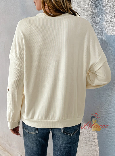 Round Neck Casual Long Sleeve Stitching Top