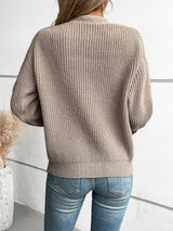 Loose V-neck Single-breasted Knitted Sweater