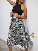 Sleeveless Leopard Print Color Matching Dress