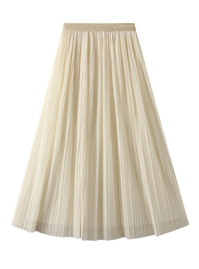 High Waist Pleated Gauze Skirt