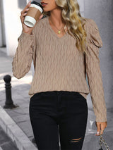 V-neck Long Sleeve Casual T-shirt