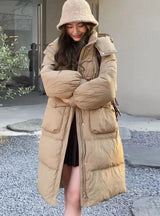 Slim-fit Long Pocket Down Jacket