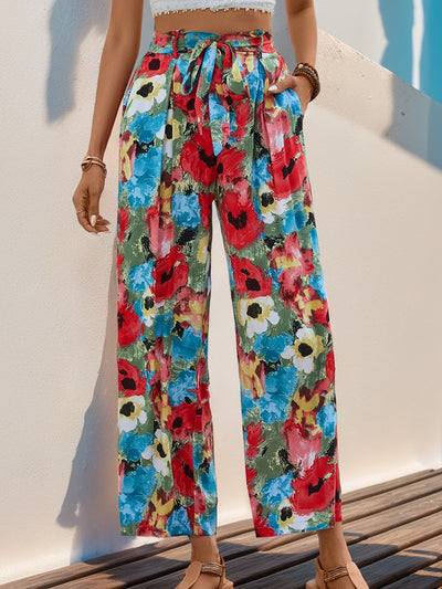 Bohemian Holiday Print Straight Pants