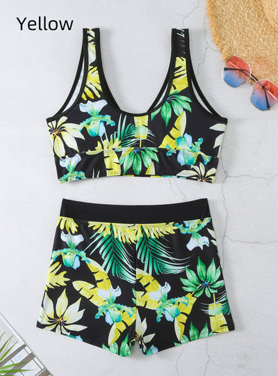 Boxer Print Sports Backless Swimsuit