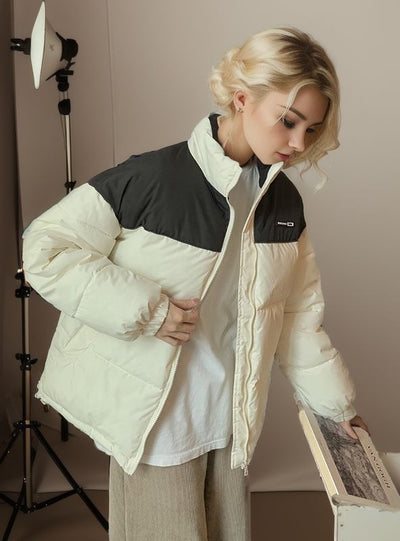 Short Stitching Cotton-padded Jacket Coat