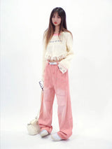 Retro Pink Loose Straight Wide-leg Jeans