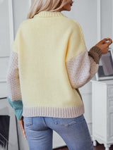 Contrast Color Round Neck Long Sleeve Sweater