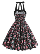 Floral Printed Retro Halter Dress