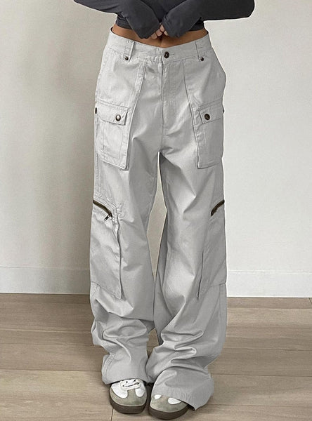 Multi-pocket Loose Wide-leg Denim Pant