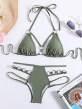 Solid Color Triangle Split Bikini