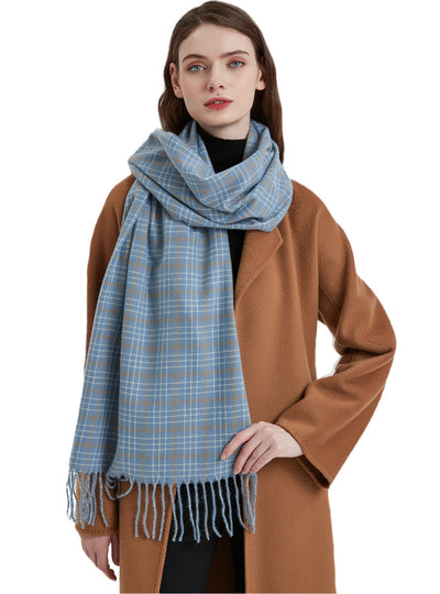 Women Fringed Plaid Scarf Shawl