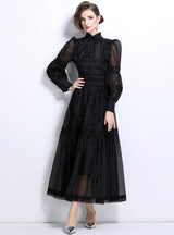 Princess Puff Sleeves Organza Slim Dress