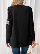 Lace Stitching Long Sleeve T-shirt