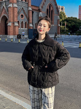 Short Drawstring Waist Cotton-padded Jacket