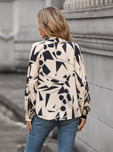 Long Sleeve V-neck Printed Shirt