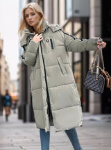 Loose Padded Hooded Long Cotton-padded Coat