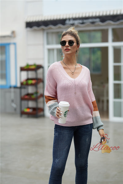 Women Crew Neck Loose Knit Sweater