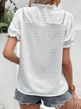 Spliced Flying Sleeve Lace Shirt