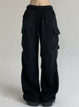 High Waist Multi-pocket Tooling Straight Pants