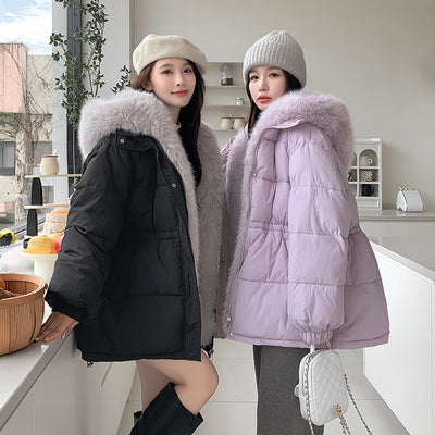 Removable Thick Silm Waist Fur Down Coat