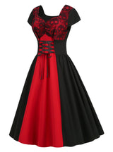 Lace Stitching Halloween Retro Dress