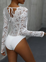 Lace Stitching Slim V-neck Jumpsuit