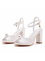 9 cm Thick-heeled Pearls Wedding Sandals