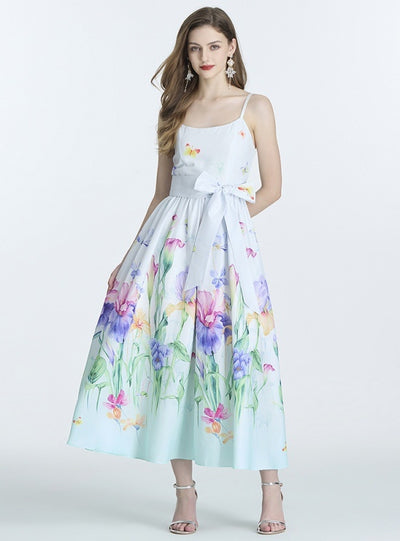 Summer Holiday Printed Bow Suspender Dress