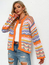 Women Loose Rainbow Striped Sweater