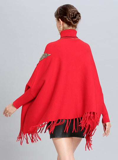 Large Size Loose Beaded Fringed Cloak