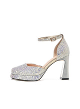 Waterproof Platform Sequins Thick Heel Wedding Shoes