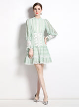 Hollow Long-sleeved Short Dress